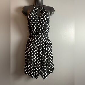 Anthropologie Maeve Black & White Polka Dot Mini Dress Size XXS 15" PTP